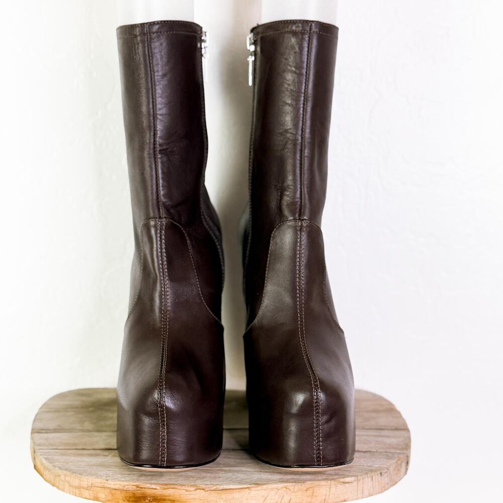Schutz Aberdeen 70s Y2K Chocolate Brown Block High Heels Platform Boots 6.5 NWT - Picture 6 of 12